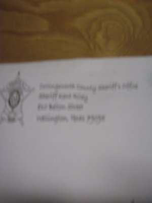 letter from the Sheriff's Department